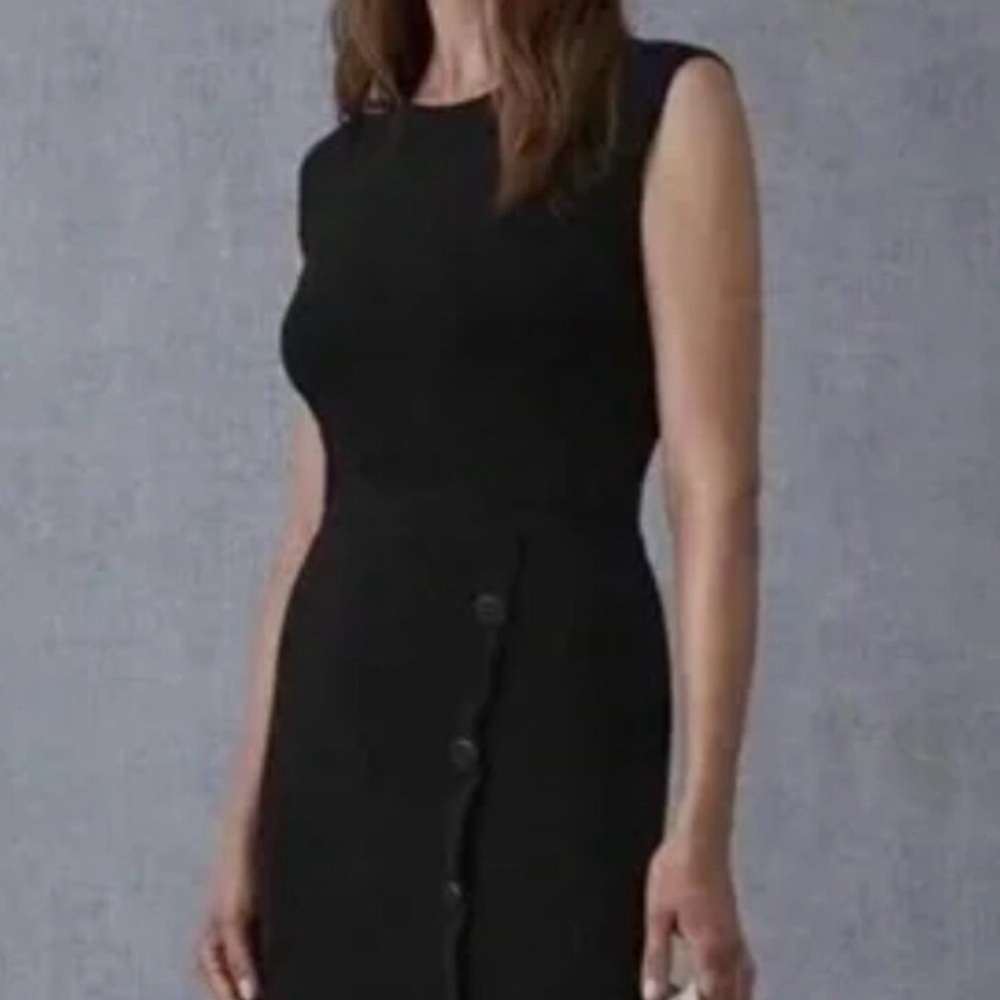 Sasha Button Detail Stretch Knit Midi Dress